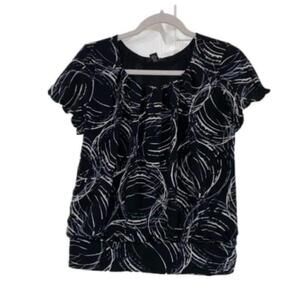 Women's Alfani Petite Black and White Blouse Size PM